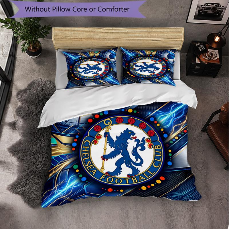 Set Biancheria da Letto Chelsea FC Modello 3 Pezzi Morbida Copripiumino in Microfibra con Federe per Camera da Letto
