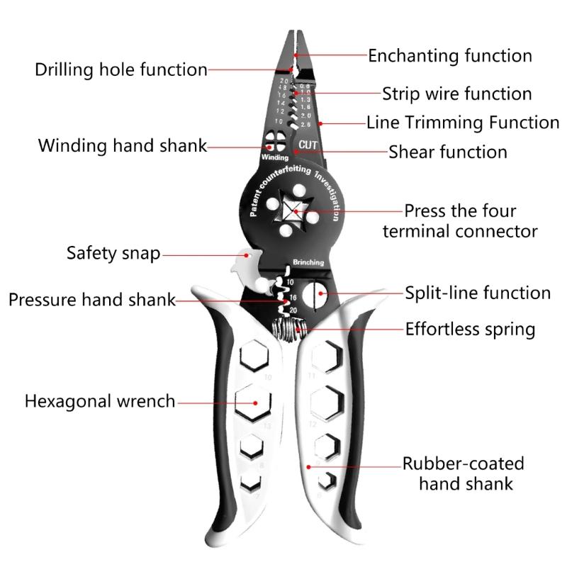 Multifunctional Wire Stripper Electrician Special Industrial Wire Splitters Stripping and Wire Cutting Pliers