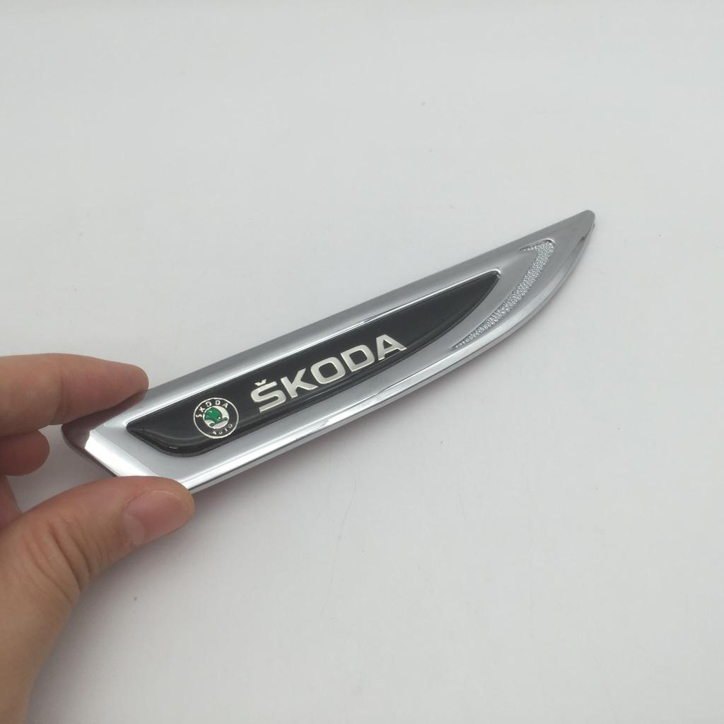 ADZ1 2pcs 3D new for SKODA Car Fender side Emblem Badge Decal rear tail bumper trunk Sticker styling Accessories