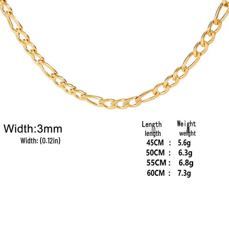 Pánský řetízek Figaro z nerezové oceli - Silný zlatý hip-hopový styl