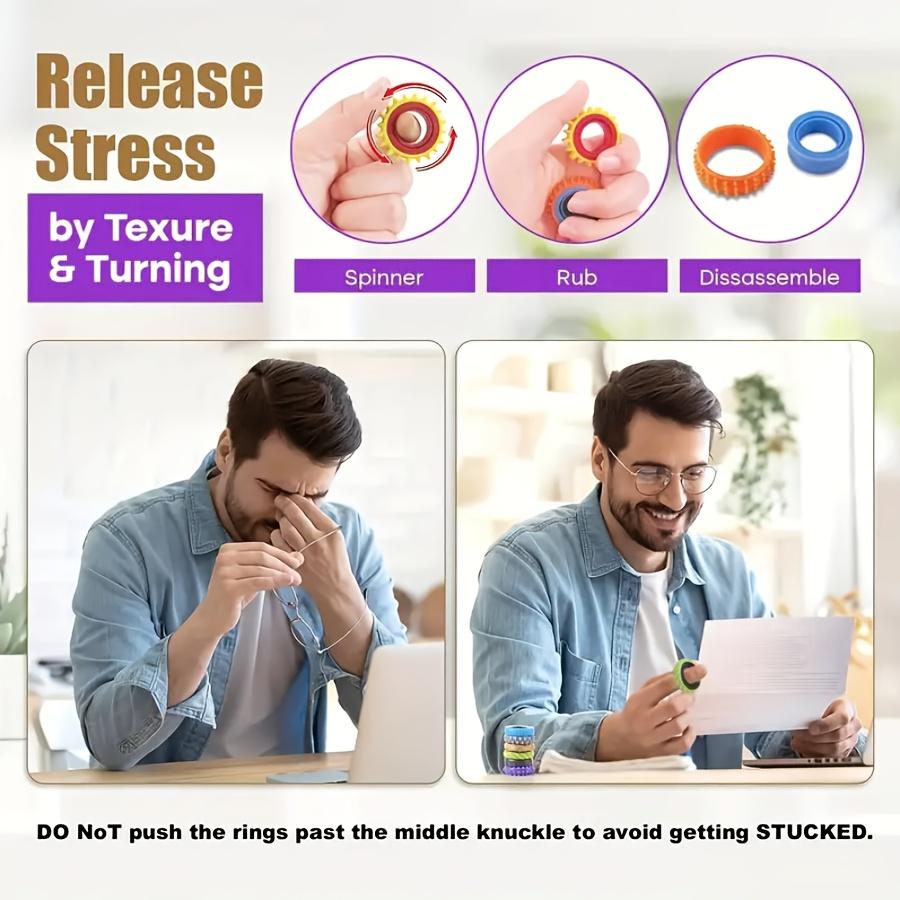 Kids Spinning Sensory Ring Set, Gyro Fidget Spinner Toy, Rotating Sensory Finger Stress Relief Toy for Children
