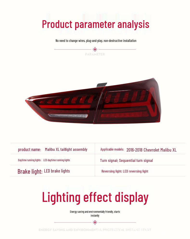 16-21 Malibu XL LED Taillight Assembly with Running Light & Flowing Turn Signal