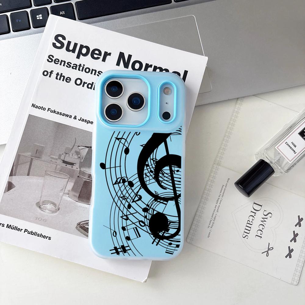 INS Trendy Musical Notes Phone Case For iPhone 17 16 15 14 13 12 11 Pro Max Plus Mini Case Clear Jelly Shockproof Soft Cover