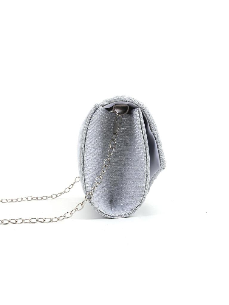 Pleated Ruffle Women's Crossbody Evening Clutch Handbag with Chain