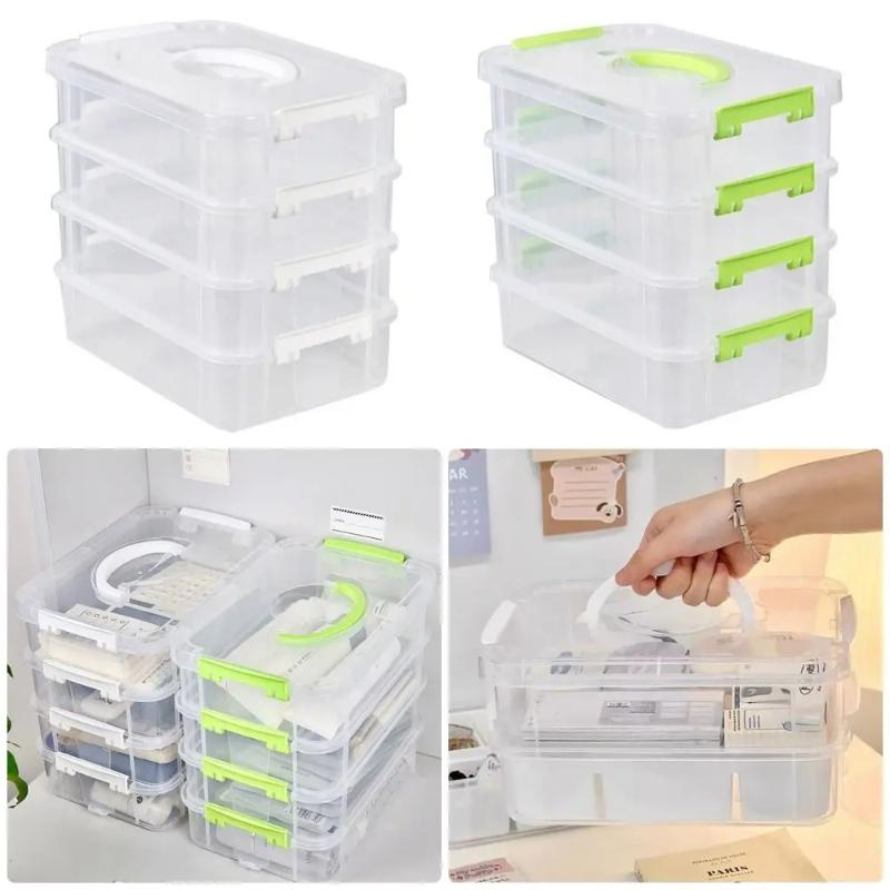 1 Stück Schubladentisch Schreibtisch Aufbewahrungs-Organizer Transparent 4 Schichten Make-up-Organizer-Box Kunststoff Stapelbar Schmuckbehälter Boxen