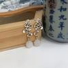 Antique Design Sense Forbidden City Xiangyun Hetian Jade Earrings Retro Earrings Literary Earrings Gift