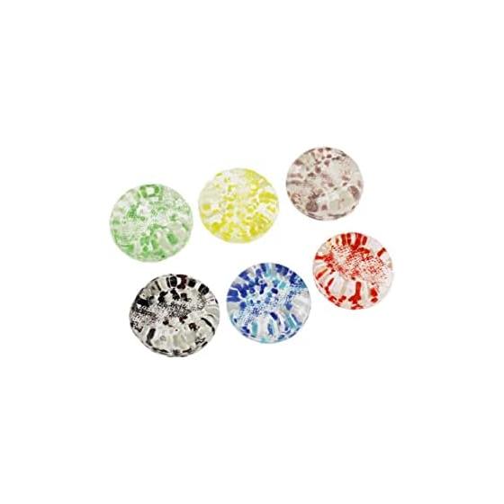 Speed Mao Clear Glass Round Chopstick Rests, Set of 6 Colors, Simple, Stylish, Glass Material, 3.3cm x 3.3cm, Black, Blue, Purple, Red, Yellow, Green