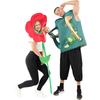 2 Pcs Couples Adults Sprinkler Kettle and Flower Suit Halloween Costumes Women and Men Garden Tools Party Cosplay