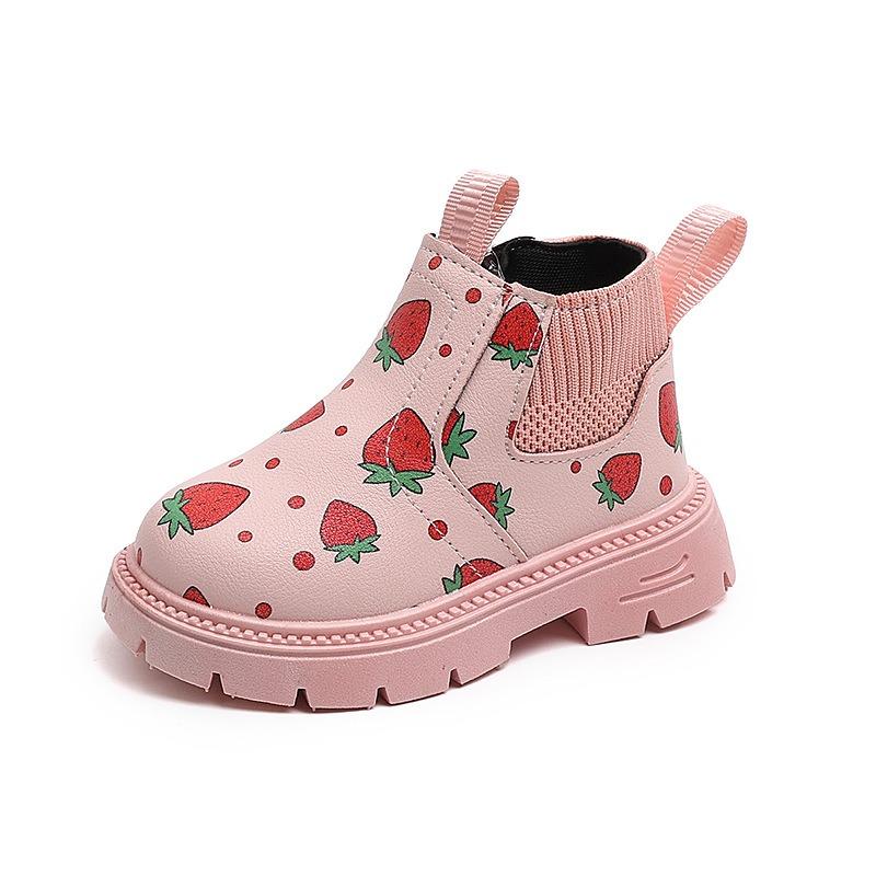 Neue Kinder Knöchelboots Mädchen Bemalt Weiche Sohle Leicht Bequem Rutschfest Koreanischer Stil Kurze Stiefel