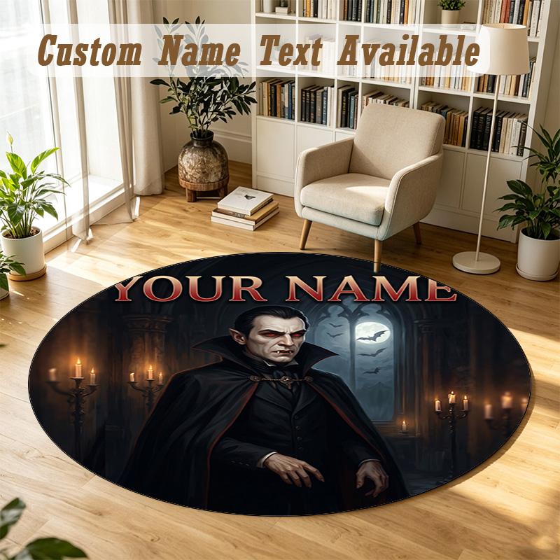 Dracula Personalized Round Rug Support Custom Name, Soft Home Decor Mat