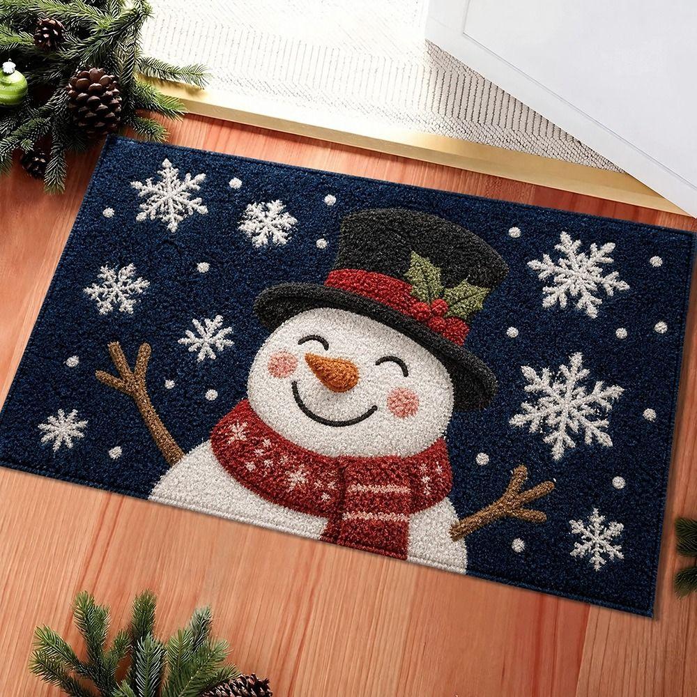 Santa Claus Design Bathroom Mat Water-absorbing Anti-slip Pad Door Carpet Christmas Season