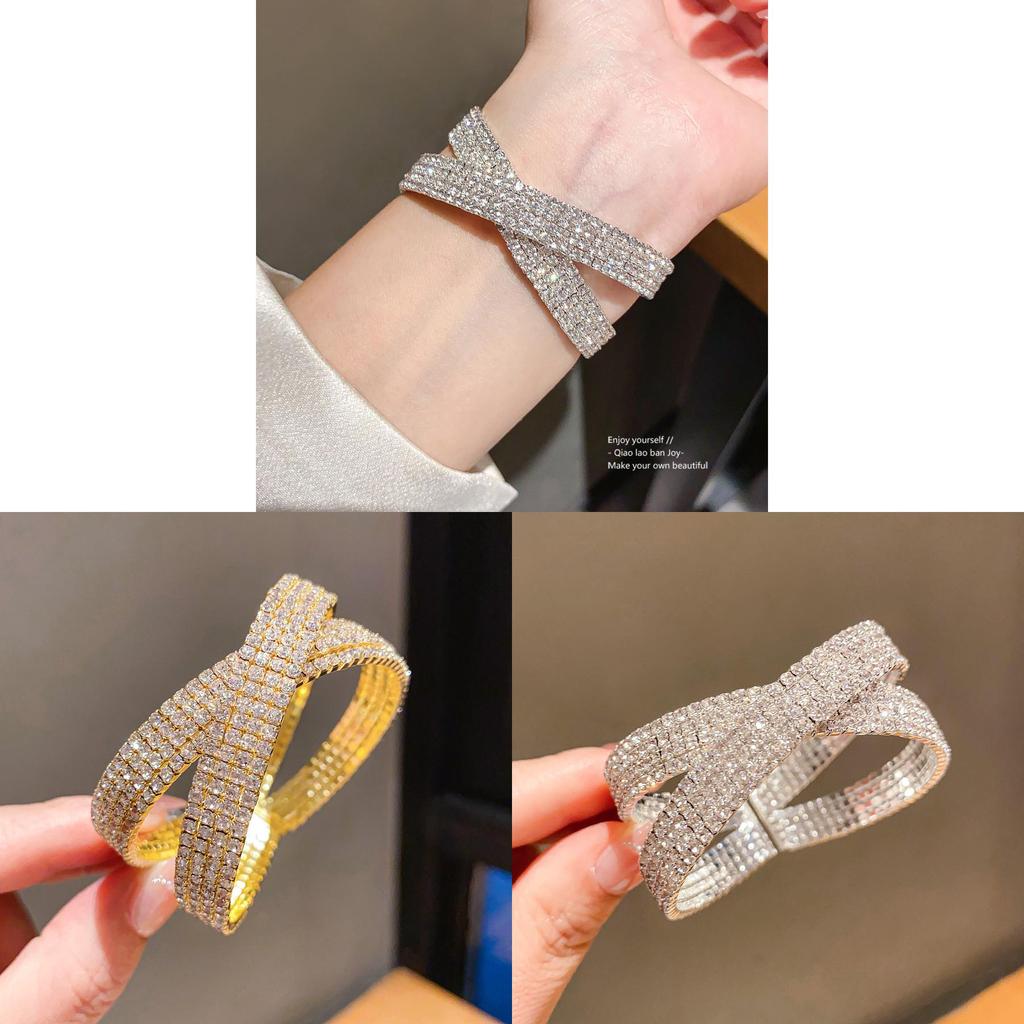Modern Geometric Metal Bracelets With Sparkling Embellishments For Daily Wear