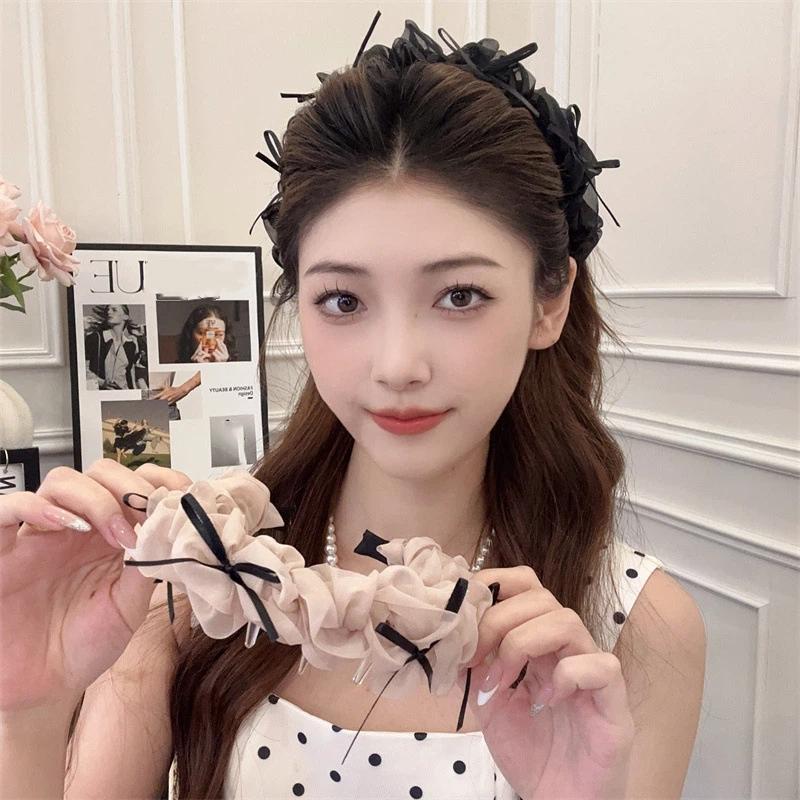 High Crown Comb Women's Mesh Bow Headband Create a Sweet Retro Hair Accessory