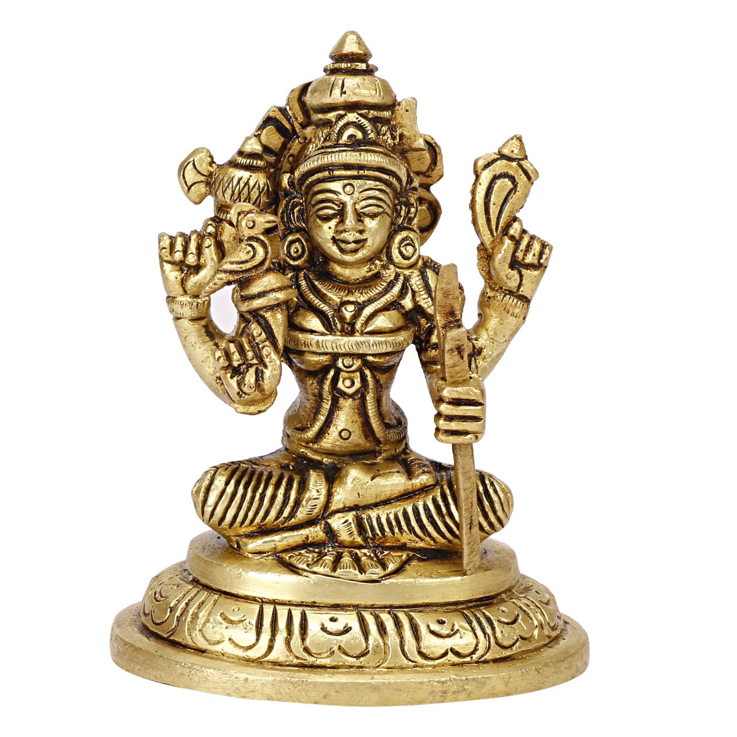 Fine Brass Kamakshi Amman Statue, Thiruvachi Kanchi Idol Kamatchi Gold - 4 Inch