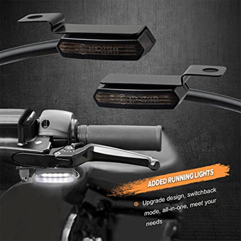Sequential Handlebar LED Turn Signals Flowing Motorcycle Mini Blinkers Front Running Light Compatible with Dyna Sportster 883