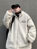 Men's Lambswool Hooded Coat, Autumn/Winter Embroidered Thick Cotton Jacket, Trendy Couple Style.