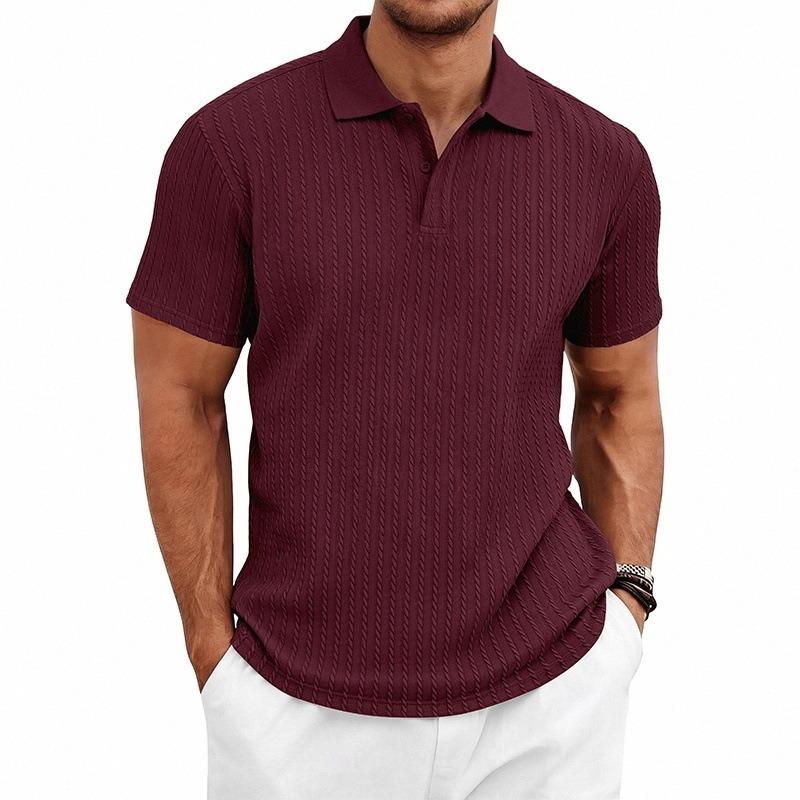 Men's Casual Polo Collared T Breathable Short Sleeve T-Shirt Solid Color Loose Fit Casual Top