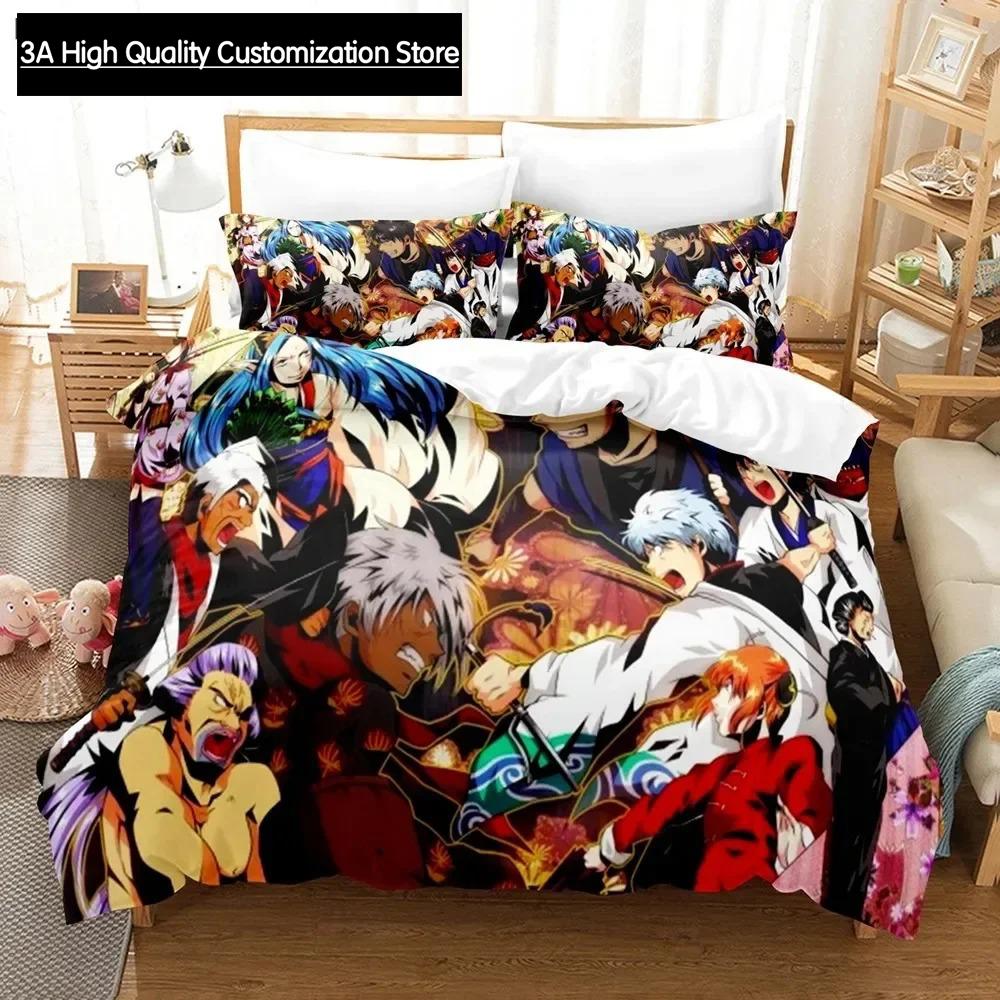 Gintama Bedding Set Duvet Cover Pillowcases For Adult Kids Single Double Full Queen King Boys Teens Sakata Gintoki Bed Linen