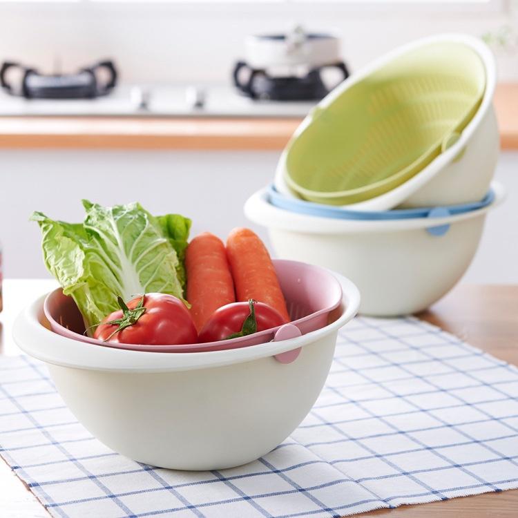 Double Drain Basket Washing Basket Multi-function Rotating Fruit and Vegetable Basket Practical Kitch