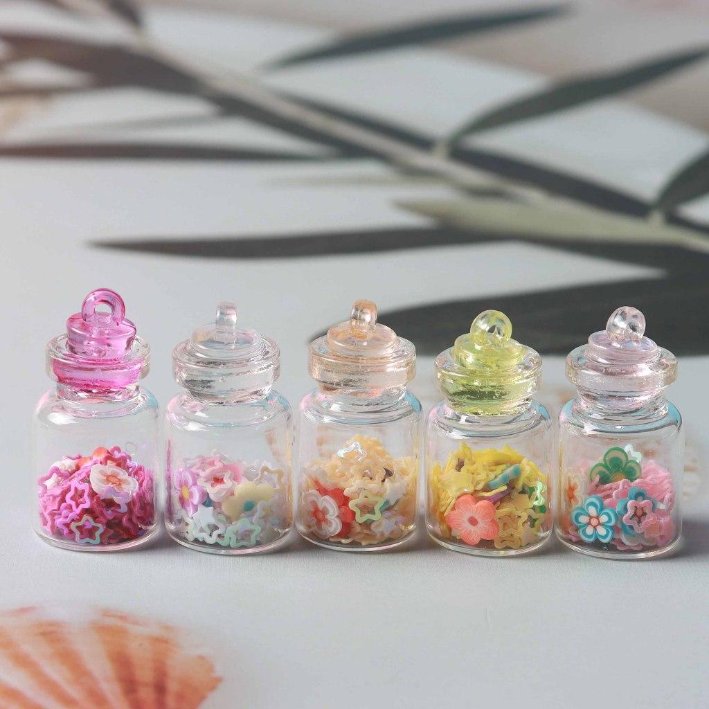 10 Stück Mehrfarbige Mini Sternflasche Miniatur Harz Ornamente Feengarten Dekoration Mikrolandschaft