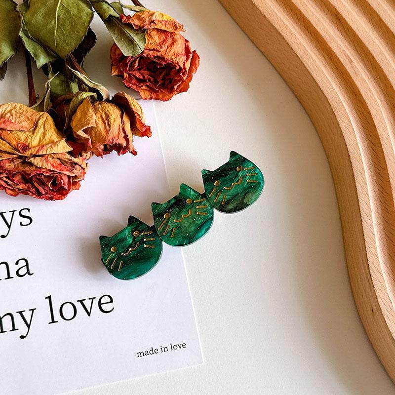 New 6.3cm Three Little Kittens Acetic Acid  Bangs Clip Exquisite Fashion Animal Duckbill Clip Hair Accessories