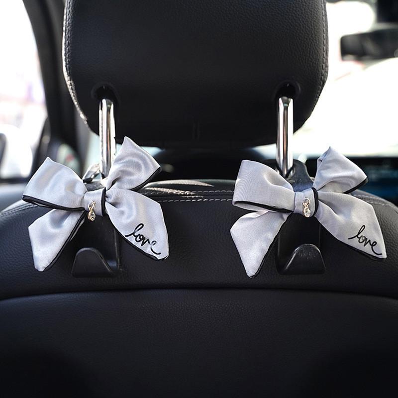 Creative Car Butterfly Bow Hook Multi-functional Backseat Hook For Car Interior Abs+cloth Bow Black Love Butterfly Bow Black Hook