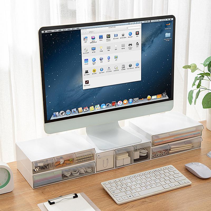 Transparent Computer Monitor Stand Riser Bracket With Storage Drawer PC Screen Holder Laptop Desktop Organizer For Charger Mouse