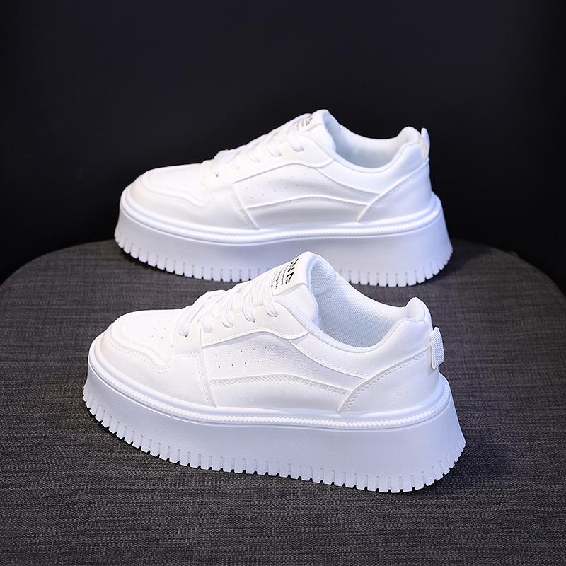 Spring platform women's height increase versatile fashion simple board shoes classic solid color niche casual shoes
