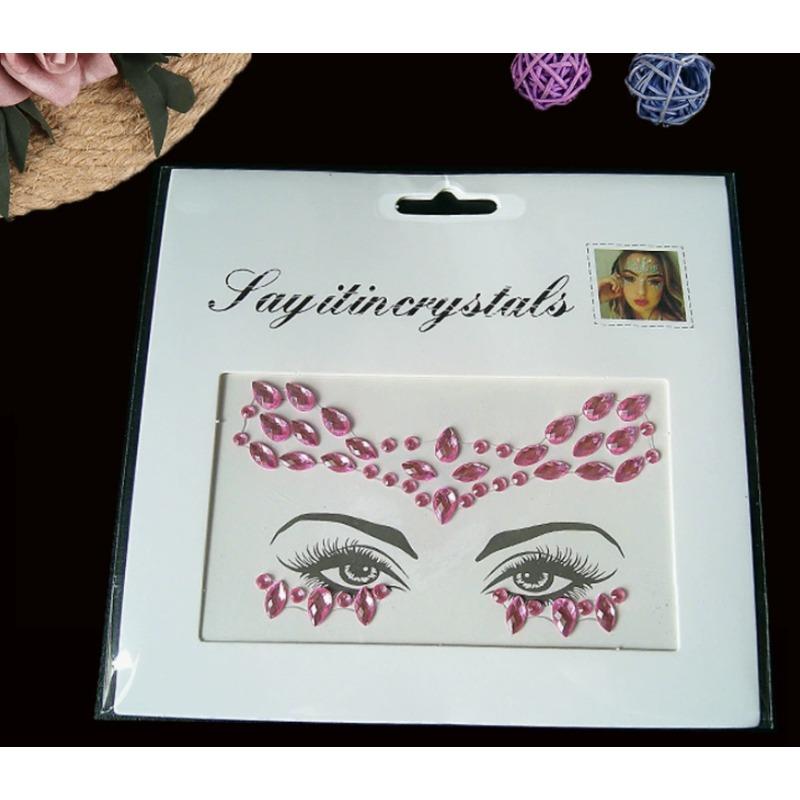 Glitter Crystal Face Stickers For Party Festival, Mermaid/Mixed Style, Random Colors & Shapes