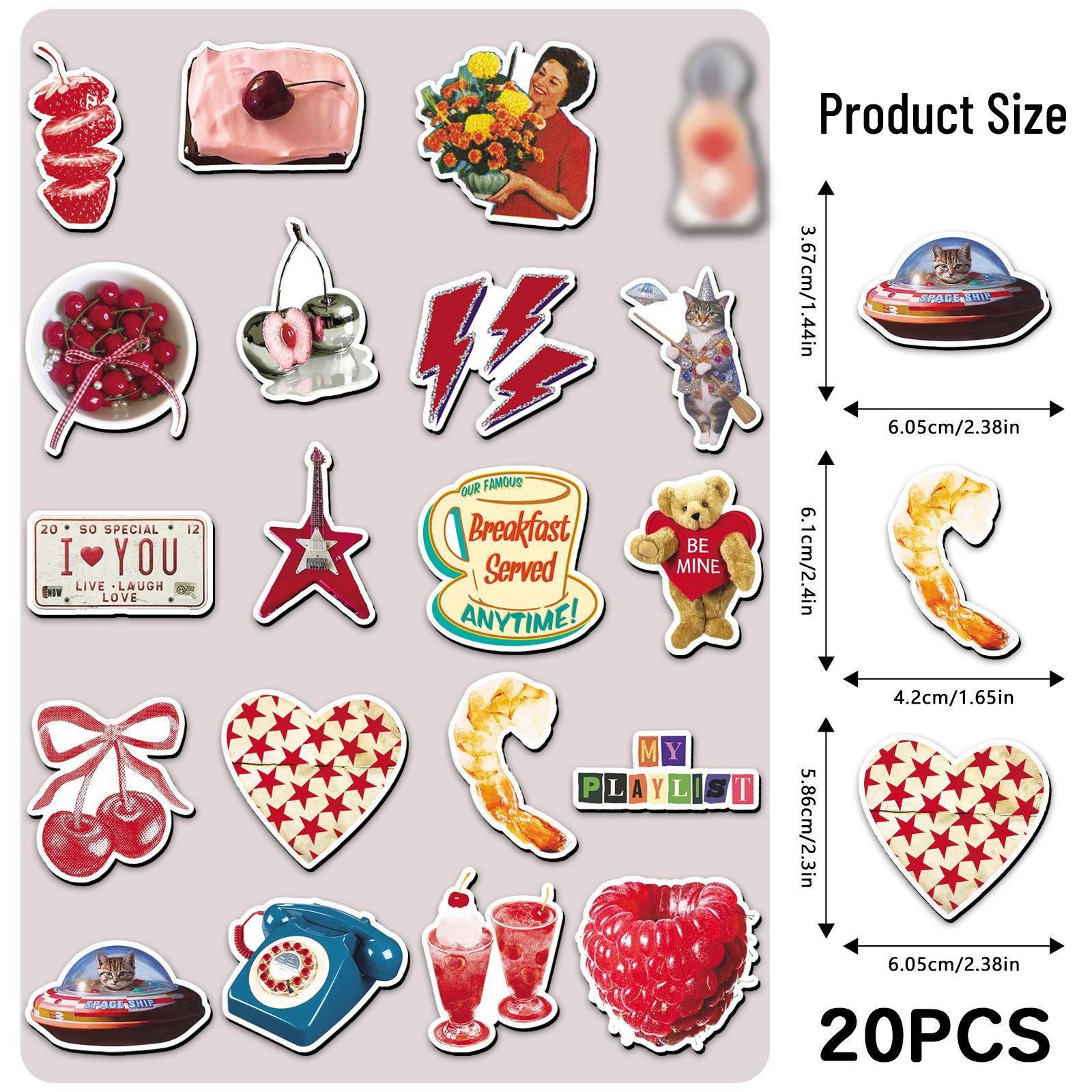 20 American Retro Cartoon-Style Nostalgic Personality Refrigerator Soft Magnetic Stickers