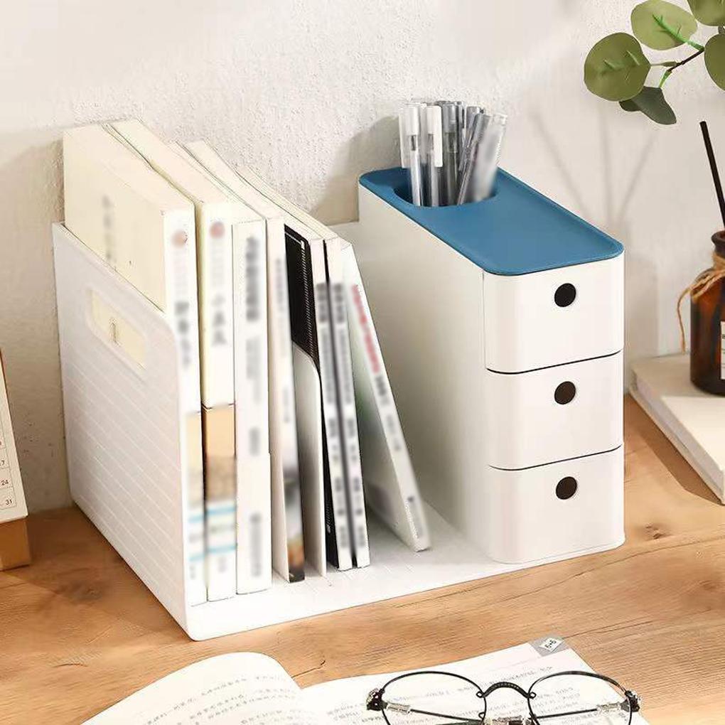 Large Desktop Book Storage Box Holder Document Stationery Bookend Drawers Business Multi-Grids Home Students Shelves