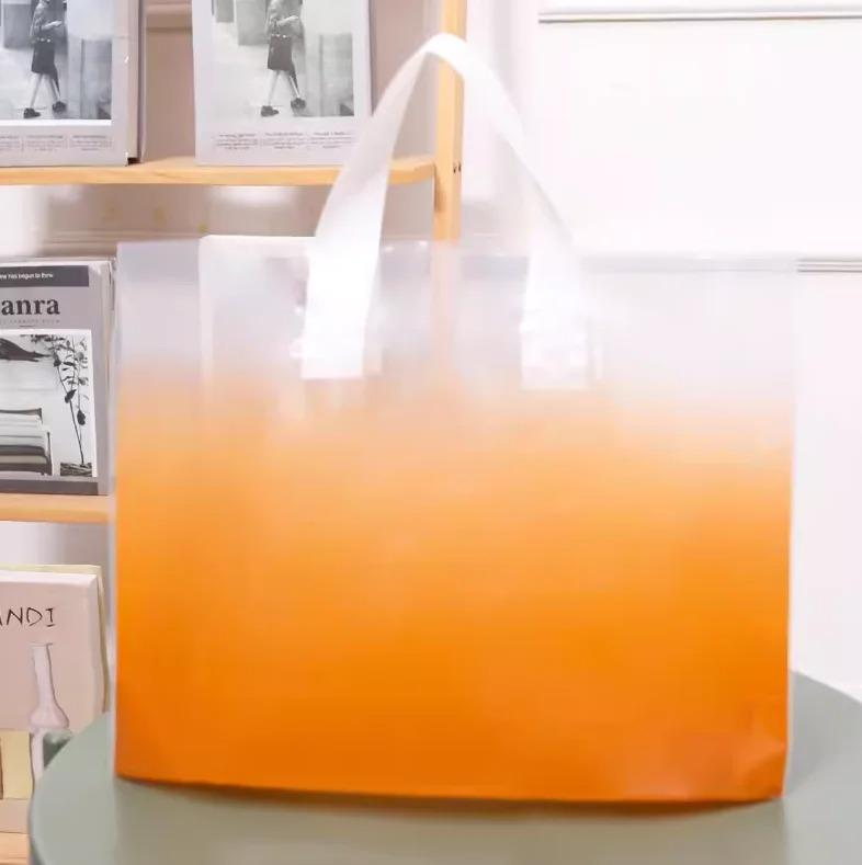 50pcs Plastic Handbag Clothing Store Shopping Packaging Gift Storage Portable Color Shop Universal Bags for Business Pocket