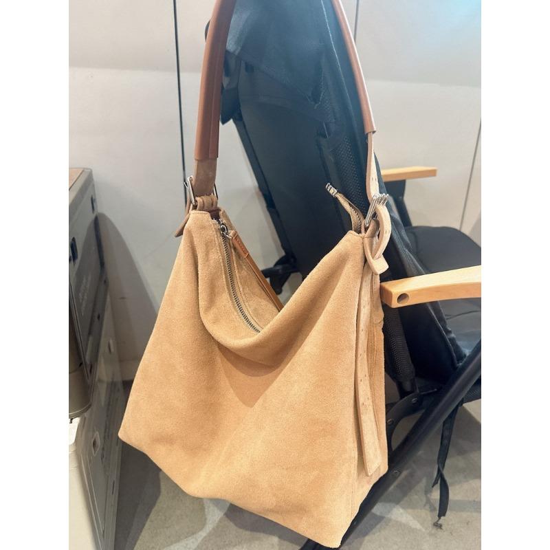 Neue Leder Kuhleder Wildleder Premium Tragetasche Hobo Schulter Umhängetasche Damen Tasche Große Kapazität