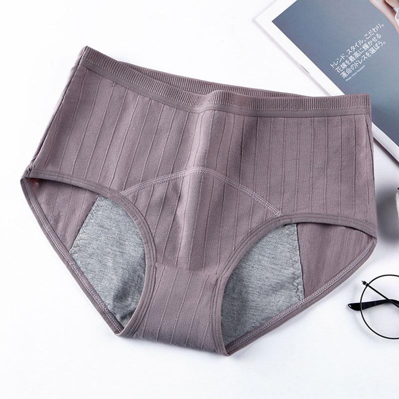 Women Underwear Breathable Mid-Waist Menstrual Knickers Cotton Panties Period Pants Leak-Proof