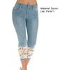 Women Pants Lace Stretchy Women Calf Length Mid Rise Jeans for Dating
