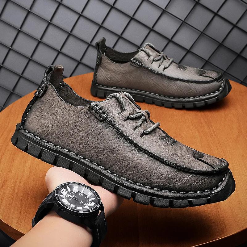 Business Formální Boty Hovězí kůže Ležérní Boty Zimní Muži Mokasíny Slip On Mokasíny Outdoor Tooling boty zapatos de hombre