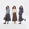 Giordano Women's Faux Wool Pleated A-Line Midi Skirt