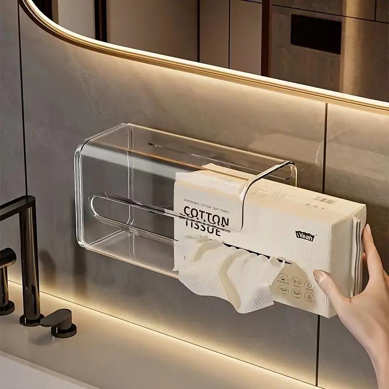 1PCS Wall Mount Paper Towel Dispenser Clear Transparent Folded Paper Towel Holder Acrylic Hand Tissue Napkins Box Restroom