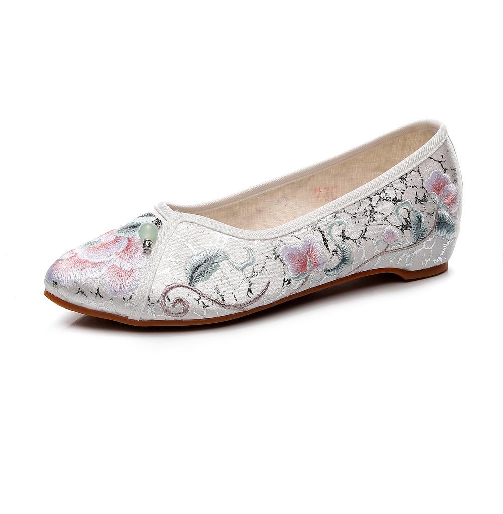 Embroidered Women Fashionable Pointed Toe Flats Soft Light Casual Comfortable Walking Shoes Elegant Minimalist Women Shoes