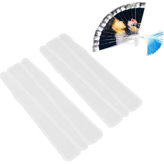 

2 Pcs Epoxy Resin Molds, Handheld Folding Fan Mold DIY Crystal Three Dimensional Mirror Personalized Silicone Mold for Create Art Resin Straight Fan
