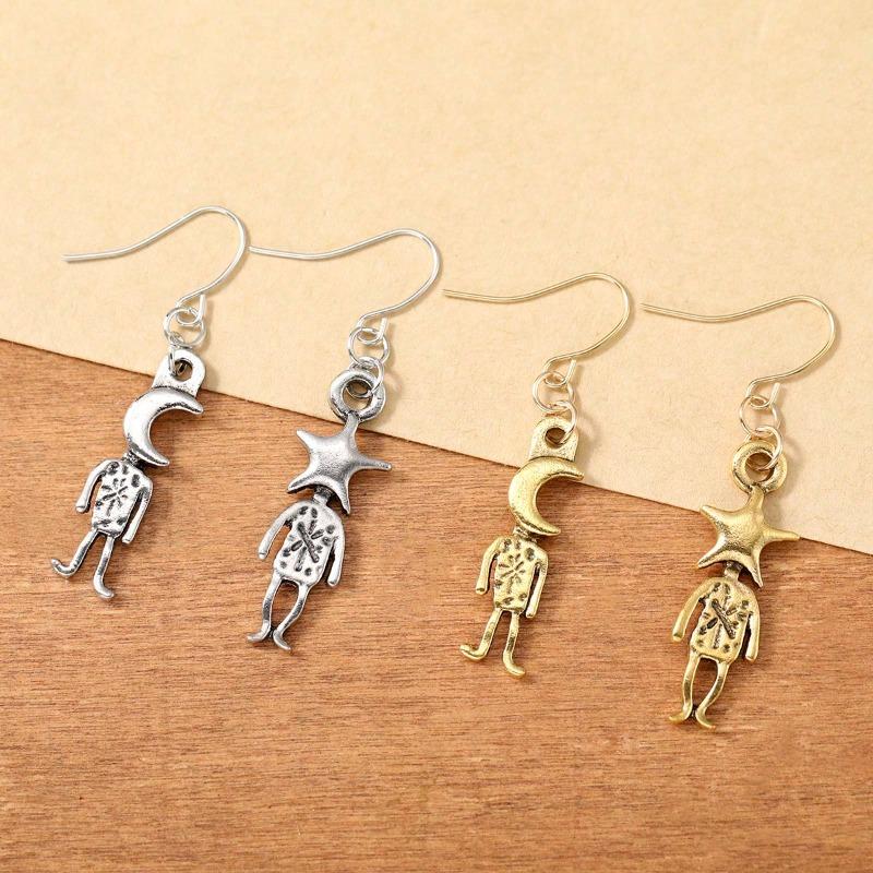 Bohemian Creative Moon Star Carved Pendant Design Stylish Women Necklace Earrings Accessories Party Gift & Daily Wear