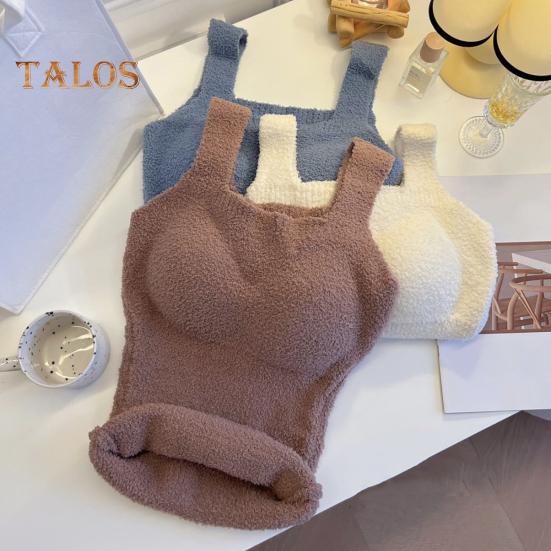 Winter Women Thermal Vest with Chest Pads Seamless German Velve Lining Fast Temperature Lock Heating Slim Fit Elastic Sleeveless Inner Wear Bottoming