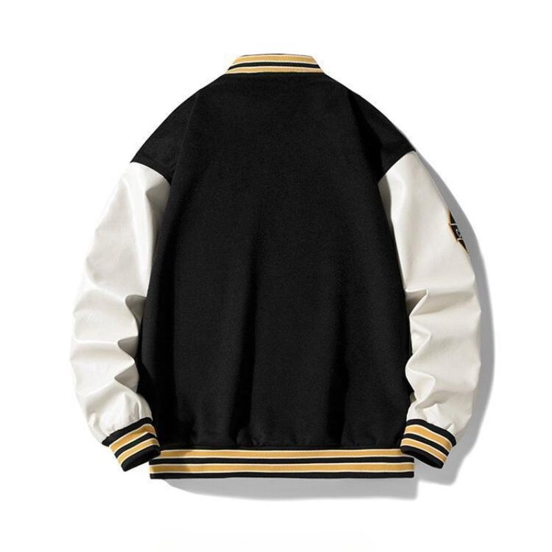 Chaqueta para hombre estilo americano Primavera Otoño Bordada Holgada Lana Chaqueta de béisbol Versátil Popular Uniforme de estudiante