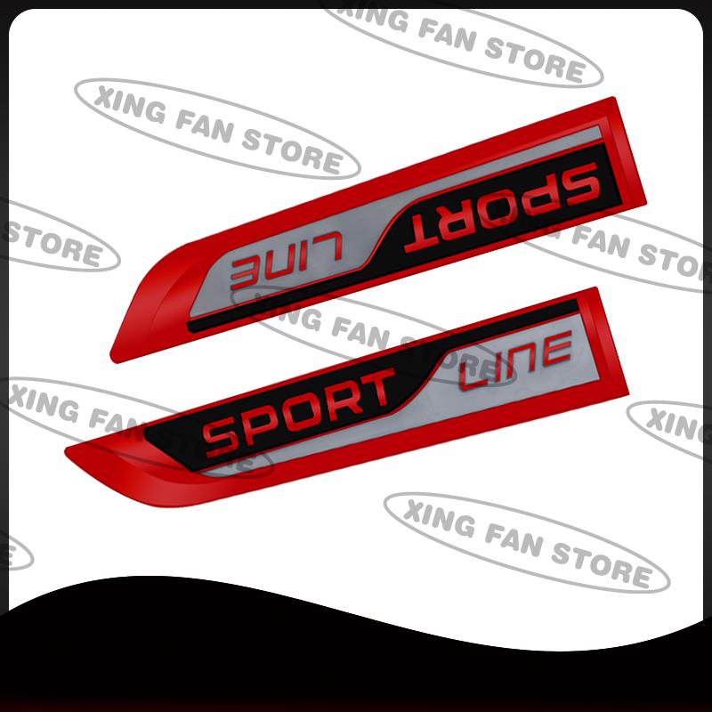 AAABU1 Auto Styling Sport Line Emblem 2Pcs Car Side Rear Trunk Badge Decal Body Sticker For Skoda Fabia Octavia Yeti Karoq VRS Scala
