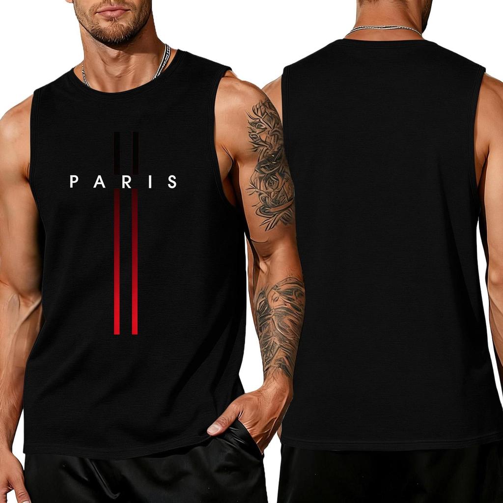 Débardeur Tendance Lâche et Décontracté pour Homme avec Imprimé Lettres, Haut Sportif Respirant sans Manches pour Homme