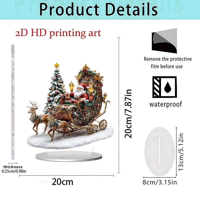2D Flat Christmas Merry Carousel Christmas Scene Festival Decor Bedroom Office Desktop Ornaments Home Decoration Christmas Gifts