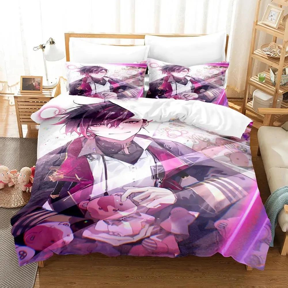 Anime Ver Vermillion NIJISANJI EN Set di biancheria da letto Copripiumino Set di letto Copripiumino Federa Trapunta king Queen Size Ragazzi Adulto