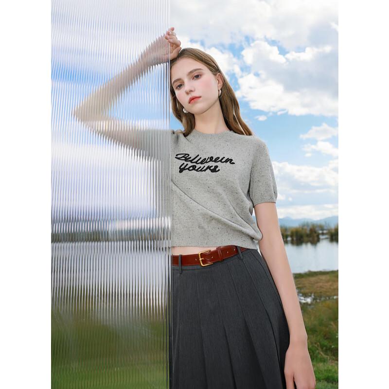 

Sancai 2025 Spring Polka Dot Letter Short-Sleeve Knit Sweater S