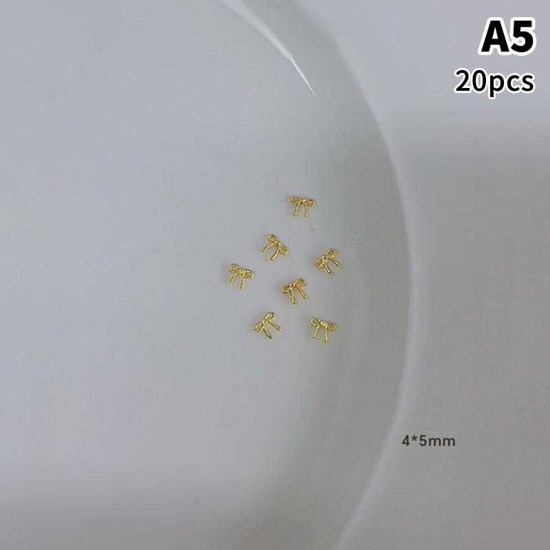 20 stuks Legering Lint Strik Nagel Charms Platte Achterkant Strikje Nagellak Decoraties Luxe Metaal Strikje Manicure