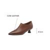 Mode Nouvelles Chaussures Femme Printemps Cuir Véritable Rétro Français Bout Pointu Escarpins Femme Fermeture Éclair Latérale Mocassins Chaussures pour Femmes Chaussures pour Dames